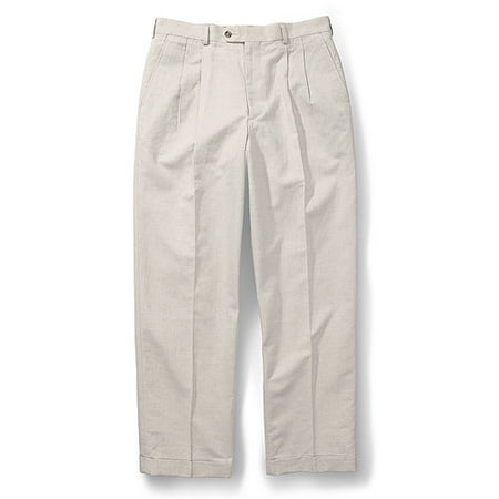 Men's Cuffed Pleat-Front Linen-Blend Pants