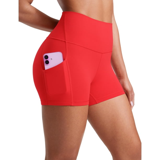 Shorts CRZ YOGA Butterluxe tiro alto 7.5 cm con bolsillos L Rojo