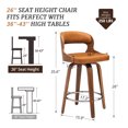 thumbnail image 4 of Dycanpo 26”Bar Stools Swivel, Wood Counter Height Bar Stools Set of 4 for Kitchen Island, Brown, 4 of 6