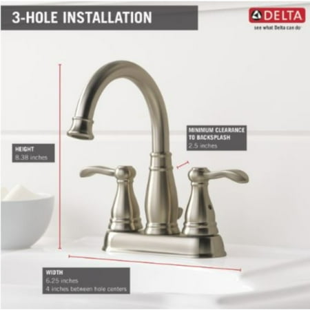 Delta Porter Brushed Nickel Two Handle Lavatory Faucet 4 in.