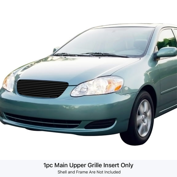 2005-2008 Toyota Corolla Stainless Steel Black Powder Coated Finish 8X6 Horizontal Billet Black Stainless Steel Billet Grille