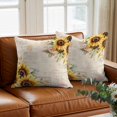 thumbnail image 3 of Pastoral Sunflower Throw Pillow Cover Plant Country Vintage Letter Background Cotton Linen Cushion Cover Throw Pillow Case with Invisible Zipper for Couch Sofa Bed Chair Car 16x16 Inch, 3 of 9