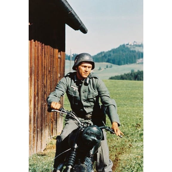 Steve Mcqueen German Uniform On Motorbike The Great Escape 24X36 Poster