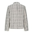 thumbnail image 6 of Tweed Plaid Blazer Jacket for Women Full Sleeve Stand Collar Open Front Cardigan Outerwear Gray S, 6 of 9
