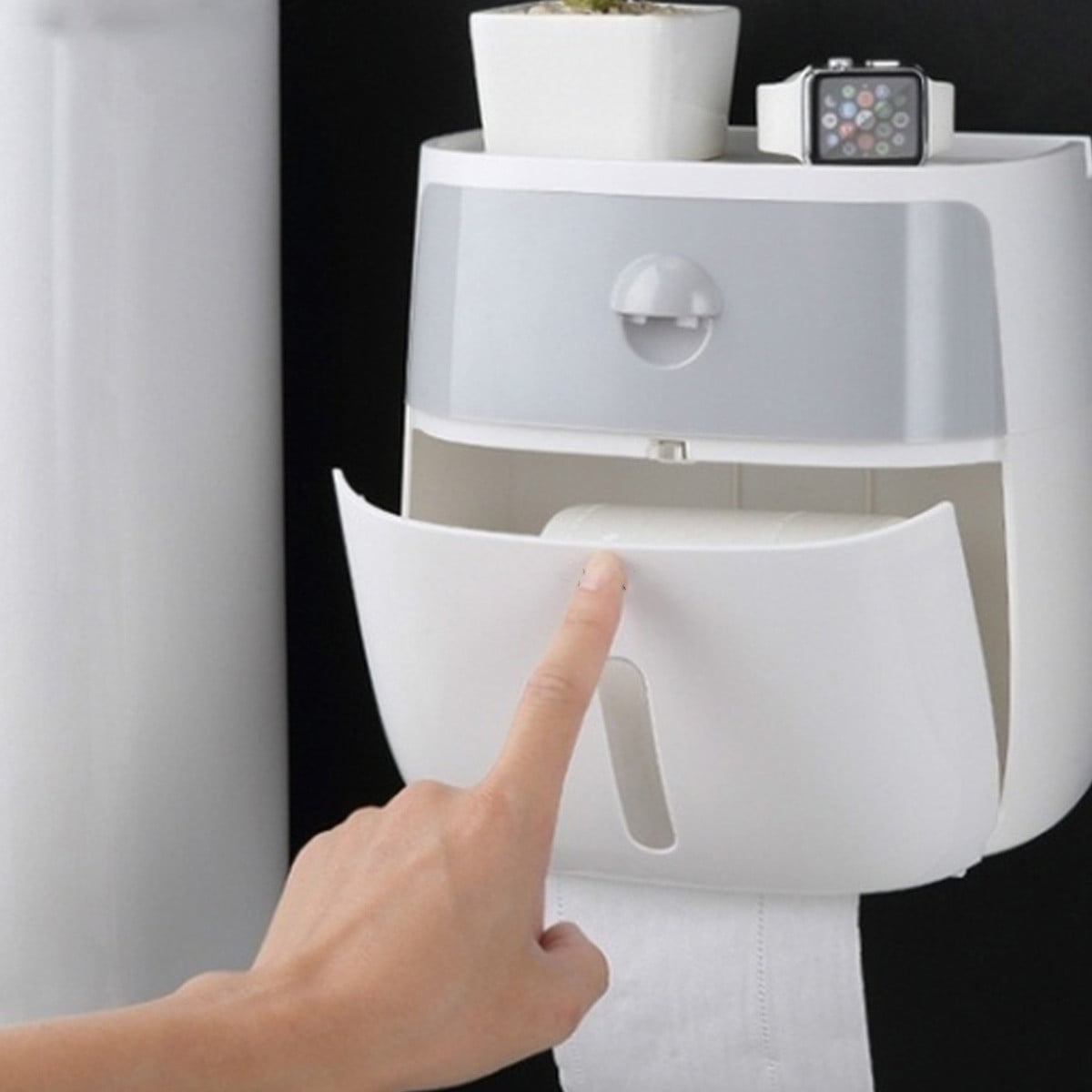 8&amp;#39;&amp;#39; Wall-Mounted Bathroom Paper Towel Dispenser Double Hole No Trace Tissues Box Holder