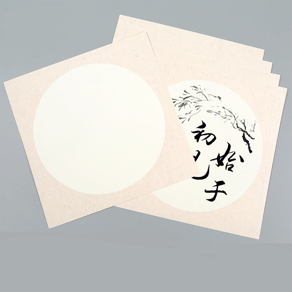 Raindrops 10 Sheets White Chinese Painting Fan Paper for Handmade Drawing and Craft Projects