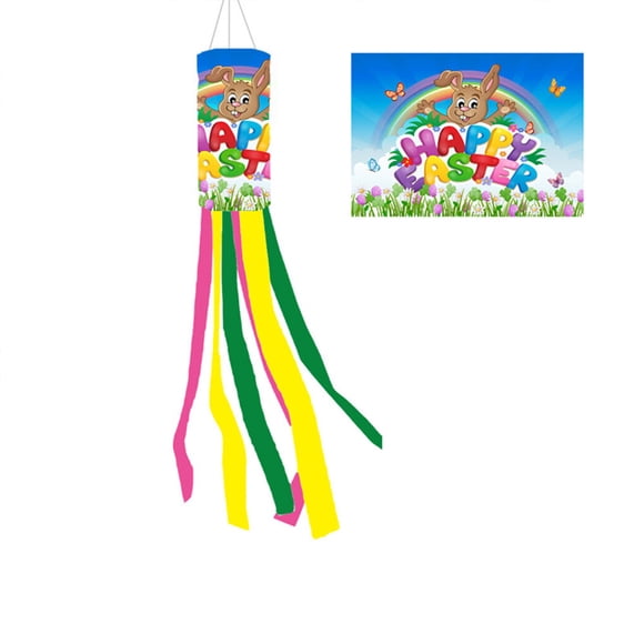 Easter Windsock Outdoor DIY Scene Layout Holiday Ornament Prop Festival Hanging Decor Garden Wind Bag Flag Atmosphere Decoration Type 5