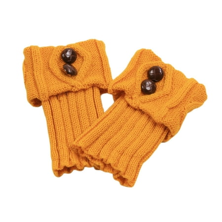 

GETHOME 1pair Boot Crochet Knitting With Button Knee Winter Short Cuffs Adult Leg Warmer