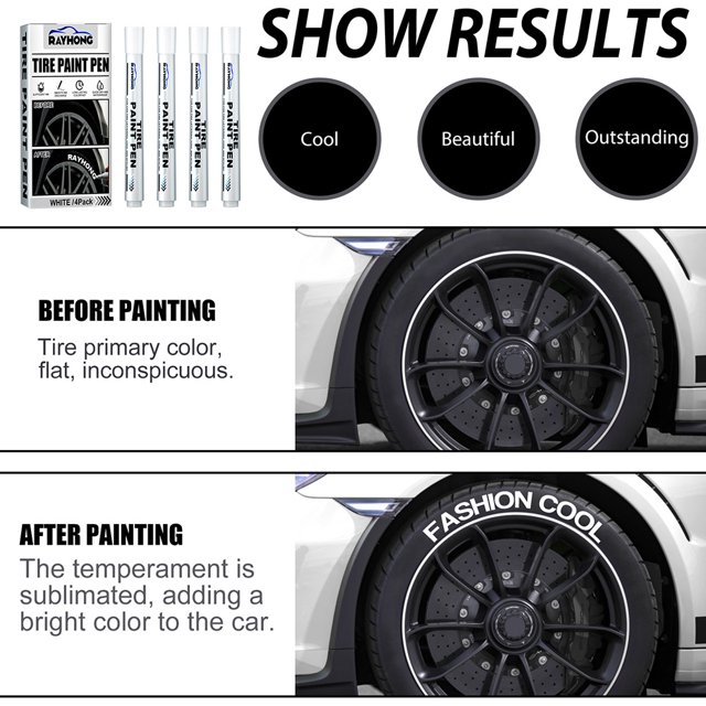 Pluma De Pintura De Neumáticos 4 Uds. Bolígrafo impermeable para pintura de neumáticos, rotuladores de grafiti para neumáticos de coche, herramienta de larga duración Ndcxsfigh Libre de BPA