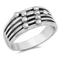 thumbnail image 1 of Oxidized Ball Bead Bar Line Ring .925 Sterling Silver Band Jewelry Female Male Unisex Size 10, 1 of 4