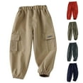 thumbnail image 3 of Kids Cargo Pants Baggy Pants High Elastic Waist with Pocket Classic Fit Boys Active Pants Hip Hop Pants 9-10 Years Boys Pants, 3 of 3
