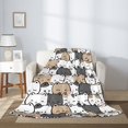 thumbnail image 3 of ZNDUO Seamless Cat Cartoon Pattern Pattern Thickening Blanket, Fluffy Soft Cozy Flannel Throw Blankets, 50"x40" Inches, 3 of 8