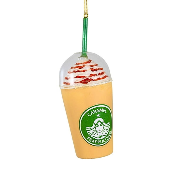 Cody Foster Frappuccino Caramel - One Ornament 5.25 Inch, Glass - Lid Straw Go8344c