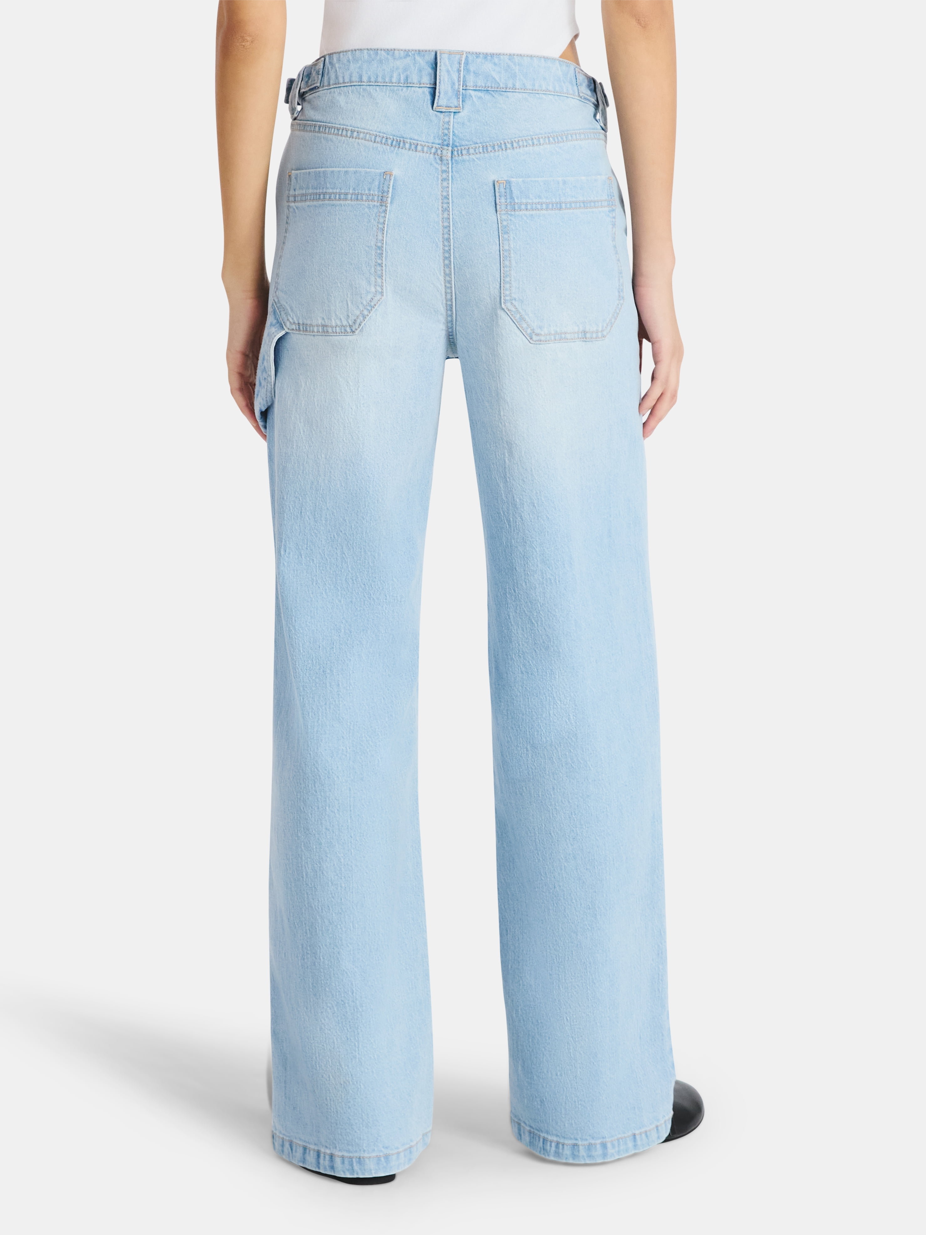 No Boundaries Baggy Carpenter Wide Leg Jeans, 32” Inseam, Women’s Sizes 00-20