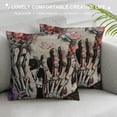 thumbnail image 3 of PRATYUS  Pillow Covers Decorative Pillowcases  Hippie Skull Flowers Design, Holiday Farmhouse Throw Pillow Case Square Cushion Cover for Home Couch Outdoor Car Decoration White, 3 of 5