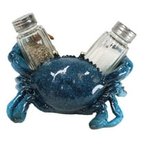 Nautical Ocean Marine Blue Crab Salt And Pepper Shakers Holder Figurine Set