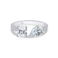 thumbnail image 3 of 2 Carat Cushion, Pear & Round Cut Lab Created Moissanite Adjustable Toi Et Moi Half-Eternity Engagement Ring For Women In 14K White Gold Over Sterling Silver(G-H Color, VVS1 Clarity, 2.00Cttw)-7, 3 of 6