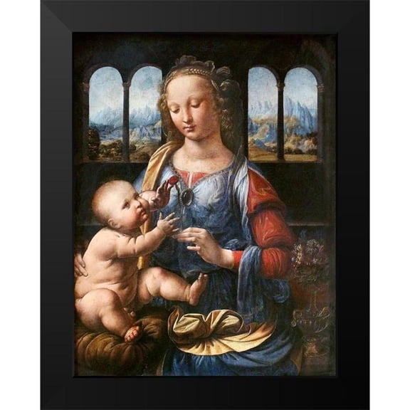 da Vinci, Leonardo 12x14 Black Modern Framed Museum Art Print Titled - Madonna of the Carnation