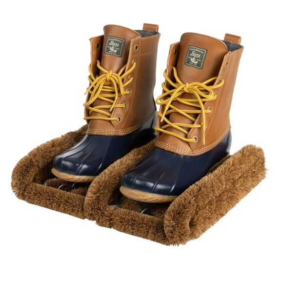 Kings County Tools Natural Coir Doormat with Stainless Steel Frame - 13” x 12.5” Boot Brush Scraper