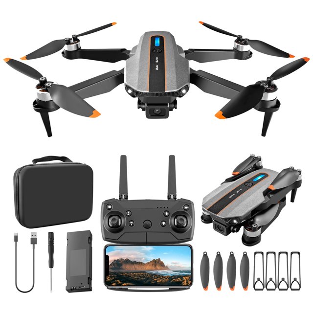 Liquidación de drones con cámara, drones con motor sin escobillas y cámaras, resistencia al viento, modo sin cabeza, control por gestos, dron FPV con luz LED para adultos, dron RC para
