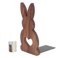 thumbnail image 5 of Raindrops Rabbit Shaped Wooden Bookend for Desk Coffee Color Wood and Iron Material Simple Design 4.7x2.8 Inches, 5 of 8