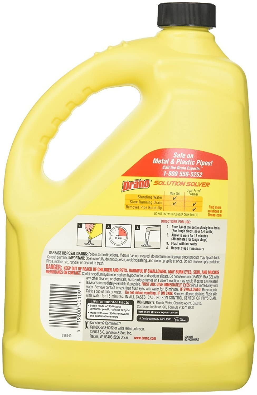 Kao Gel Drain Clog Remover and Cleaner for Shower or Sink Drains 17oz 