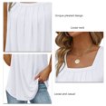 thumbnail image 4 of Camiseta sin mangas plisada para mujer, Color puro, elegante, transpirable, informal, de verano, sin mangas, 4 of 5