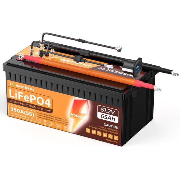 PowerUrus 51.2V 65Ah Motive Series LiFePO4 Lithium Golf Cart Battery