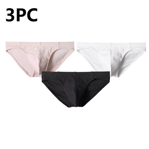 Men's Soft Briefs with No-Ride Leg Bands Men Casual Solid Color Breathable Low Waist Underwear Briefs, 3-Pack Value Bundle for Daily Wear, Size M-2XL