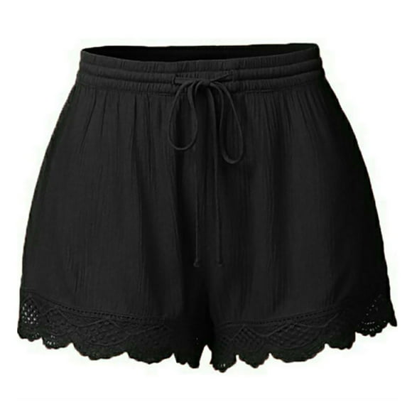 Ketyyh-chn99 Swim Shorts Women Fashion Casual Summer Womens Summer Cute Shorts Casual Side Pockets High Waist Shorts Black,S