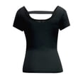 thumbnail image 5 of ChaoHeng Casual Blouses Summer Blouses for Women s Women's Casual Sexy Solid Pullover Short Sleeve Shirt Round Neck T-shirt Tops, 5 of 5