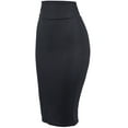 thumbnail image 2 of A2Y Women's Fitted Solid High Waist Back Slit Stretchable Midi Skirt Navy 2XL, 2 of 5