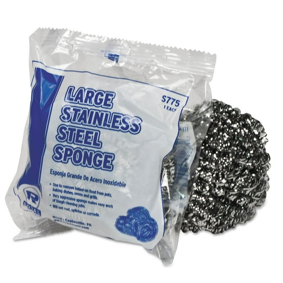 Large Stainless Steel Sponge, Polybagged, 1.75 Oz, 12/pk, 6 Pk/ct