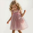 thumbnail image 3 of XinLfly Toddler Girls Clothes Slip Dress Summer Fashion Dress Princess Dress Casual Solid Color Dress Tutu Mesh Skirt Outwear,Pink,3-4T, 3 of 6
