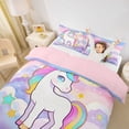 thumbnail image 2 of Metsweet Dreamy Unicorn Duvet Cover Queen, Watercolor Starry Sky Animal Queen Bedding,Pink Reversible,3-Piece,1 Duvet Cover and 2 Pillowcases, 2 of 6
