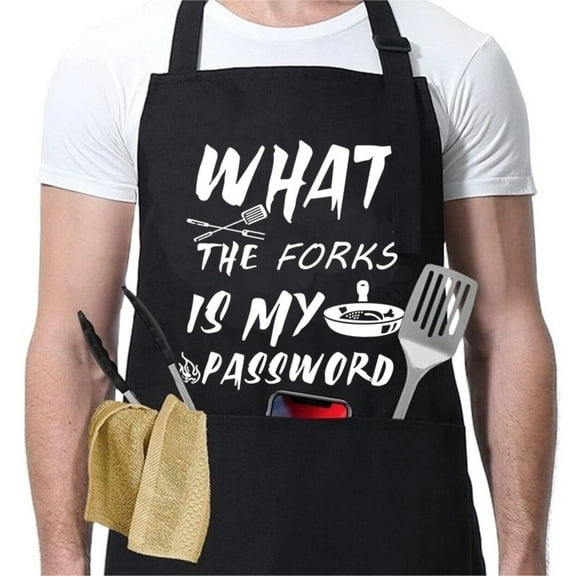 Adjustable BBQ Cooking Grilling Chef Apron for Men with Pockets Black