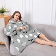 thumbnail image 5 of Oversized Wearable Blanket Hoodie,Halloween Ghost Pattern Sherpa Blanket Hoodie with Super Pockets,Super Warm Fuzzy Pullover for Women & Men, 5 of 6
