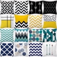thumbnail image 2 of Funda de cojín geométrica, funda de almohada de poliéster de 45x45, cojines decorativos para sofá, funda de almohada para decoración del hogar, fundas de almohada negras, amarillas y azules, 2 of 5