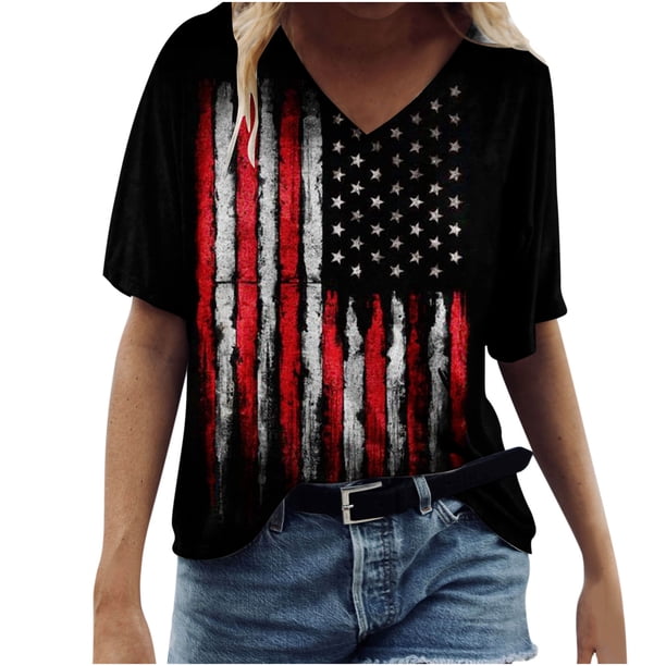 Blusa de manga corta con cuello en V para mujer, informal, sexy, a la moda, de verano Pompotops hkajfhjk470210