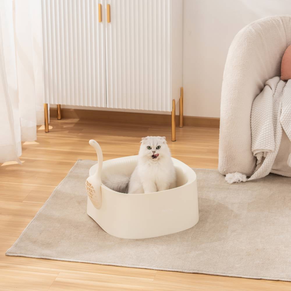 Michu Macaron High Edge Open Style Extra Large Cat Litter Box, Scoop Included
