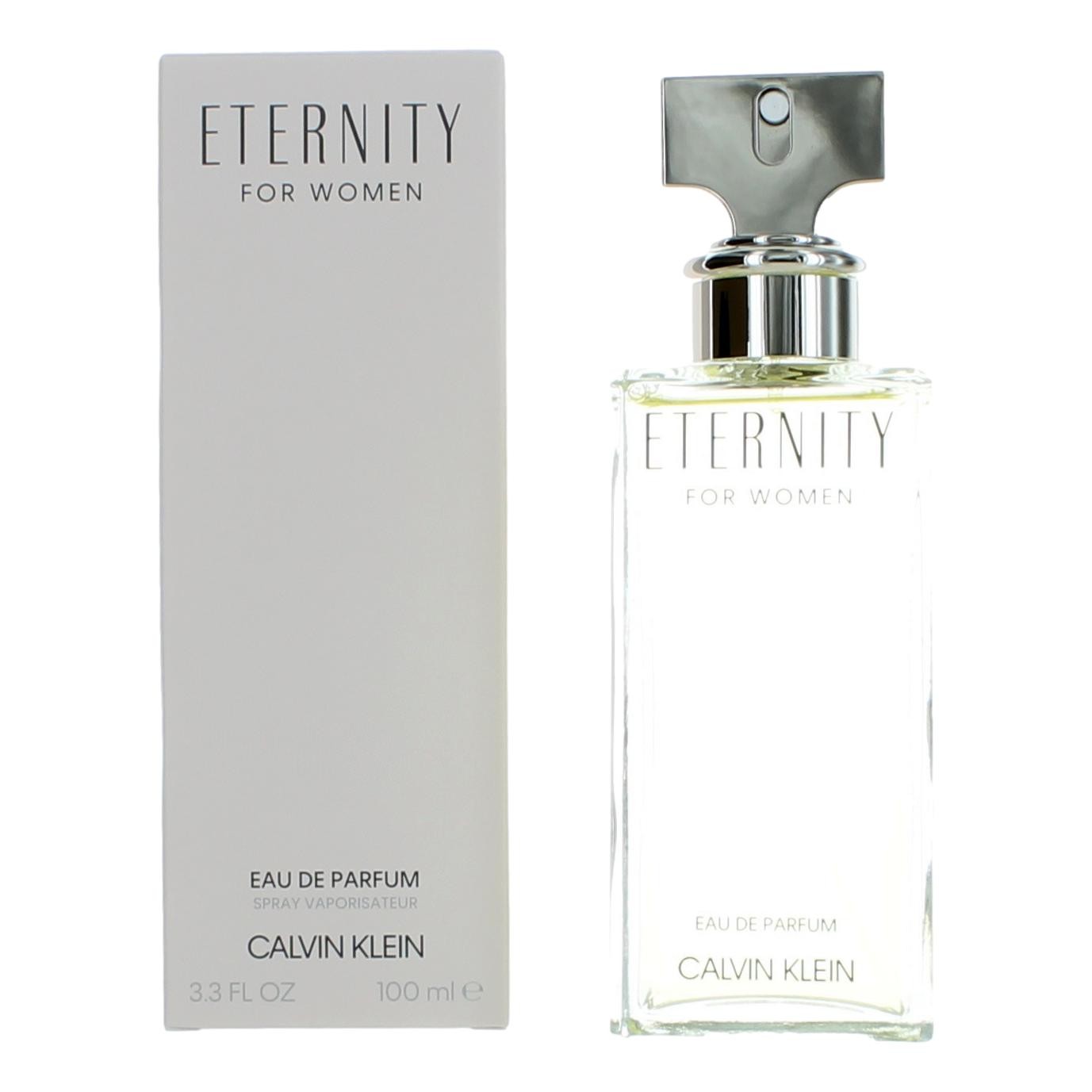 Calvin Klein Eternity Eau de Parfum for Women, Fresh Floral Woody Fragrance with Lily, Violet & Sandalwood Notes, 3.4 fl oz Spray