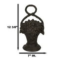 thumbnail image 2 of Rustic Cast Iron Flowers In Basket Vase Decorative Door Stopper Or Wall Decor, 2 of 10