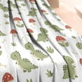 thumbnail image 3 of White Cartoon Dinosaurs Mushrooms Pattern Blanket,Comfortable Soft Flannel Throw Blanket,All Season,Warm Lightweight Blankets for Sofa Bed Couch Living Room Chair,60"x80", 3 of 4