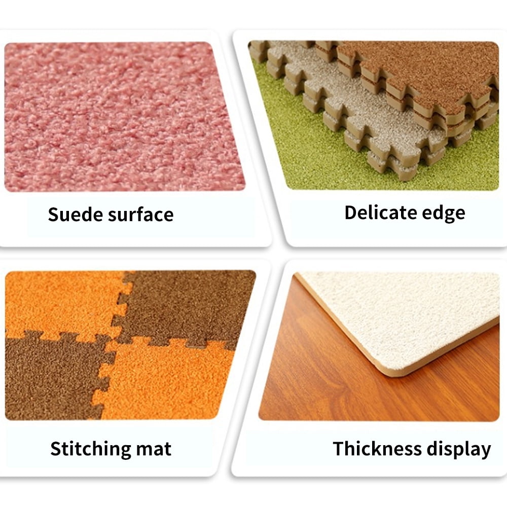 Interlocking Foam Mats Floor Mats Short Fluffy Carpet Tiles Soft Baby Playmat Puzzle Floor Mat Kids Play Floor Mat（9PCS）