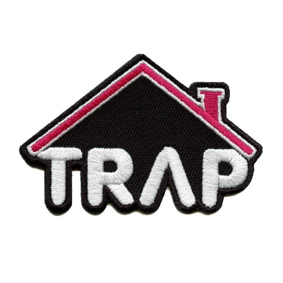 Neon Trap House Patch Popular Pink Script Embroidered Iron On