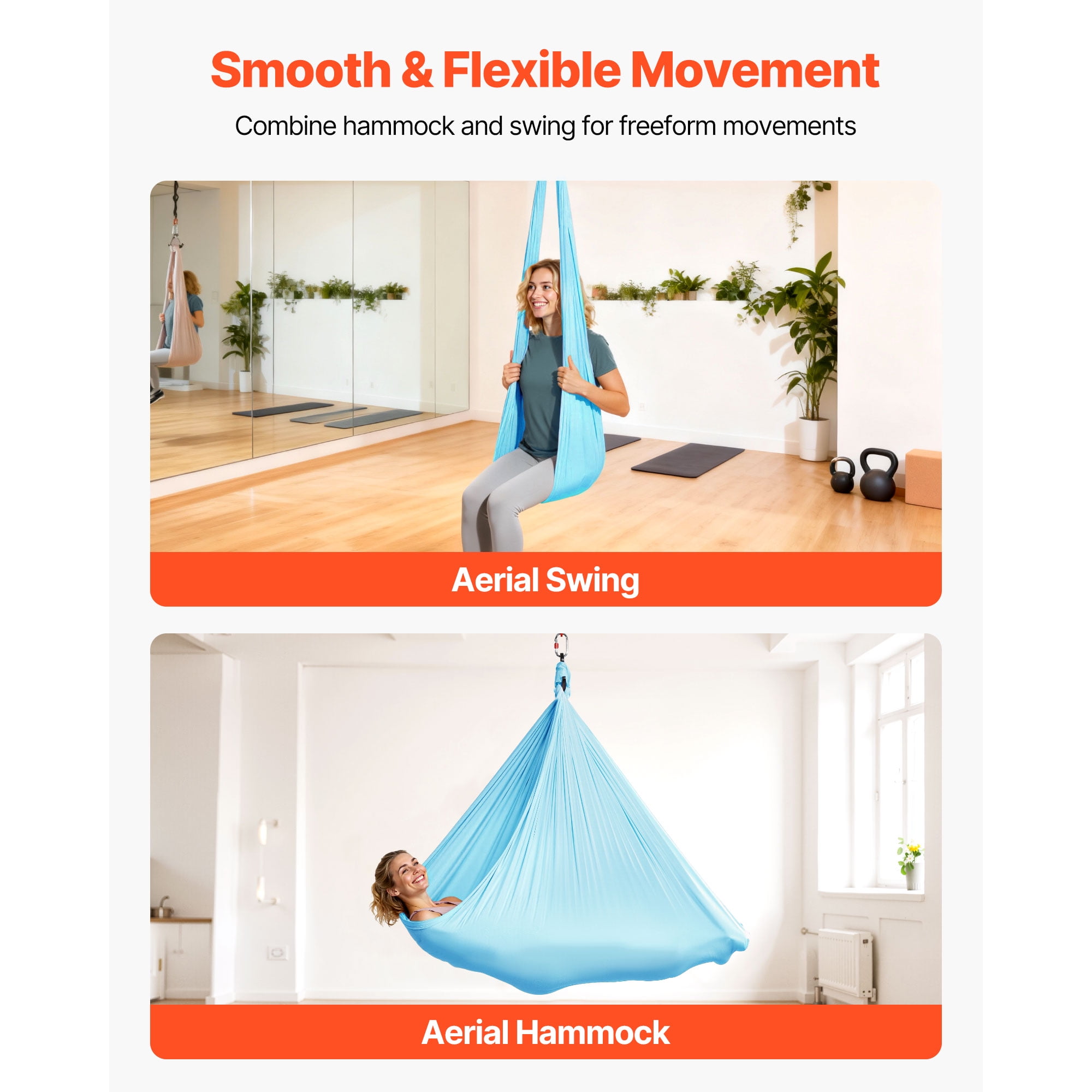 KFFKFF Aerial Yoga Hammock, 300 lbs Capacity, Durable Nylon Fabric with Daisy Rope and Carry Bag, Yoga Swing for Fitness and Relaxation, Suitable for Men and Women, Versatile Hammock and Swing