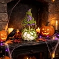 thumbnail image 5 of Mini Halloween Witch Hat Pumpkin Ornament Realistic Grinning Fake Foam Pumpkin Decor for Dining Table Fireplace Mantel Shelf Cabinet Holiday Fall Party Centerpiece, Halloween, Green, Style A, 5 of 6