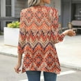 thumbnail image 3 of DeHolifer 3/4 Sleeve Tunic Tops for Women Dressy Casual Crewneck Floral Printed Loose Blouse Flowy Shirts Orange L, 3 of 6