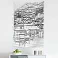 thumbnail image 1 of Modern Tapestry, Restaurant Cafe Bar Themed Outline Detailed Sketch Scene Art Design Tables Chairs, Fabric Wall Hanging Decor for Bedroom Living Room Dorm, 5 Sizes, Black White, by Ambesonne, 1 of 1