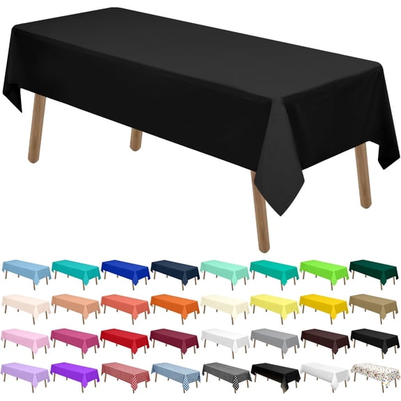 Black Plastic Tablecloths 2 Pack Disposable Table Covers 54 x 108 Inch PEVA Opaque Table Cloths for BBQ Picnic Birthday Wedding Banquet Parties 8 ft Rectangle Table Use